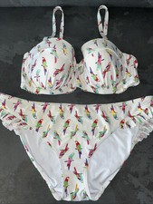 Ladies Pink  White Parrot Floozie Frost French Bikini Size 16 Bottoms 34D Top
