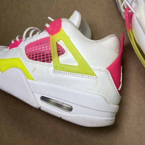 Jordan 4 Retro White GS Lemon Pink Venom Youth Size 7Y Shoe CV7808-100 Sneaker - Picture 7 of 11