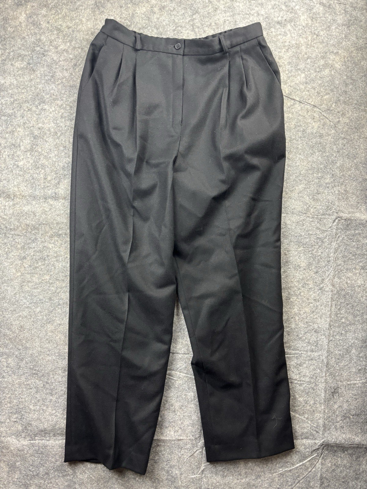 Pendleton Pants Womens 16 Black Virgin Wool Pleated Dress Straight Leg Career