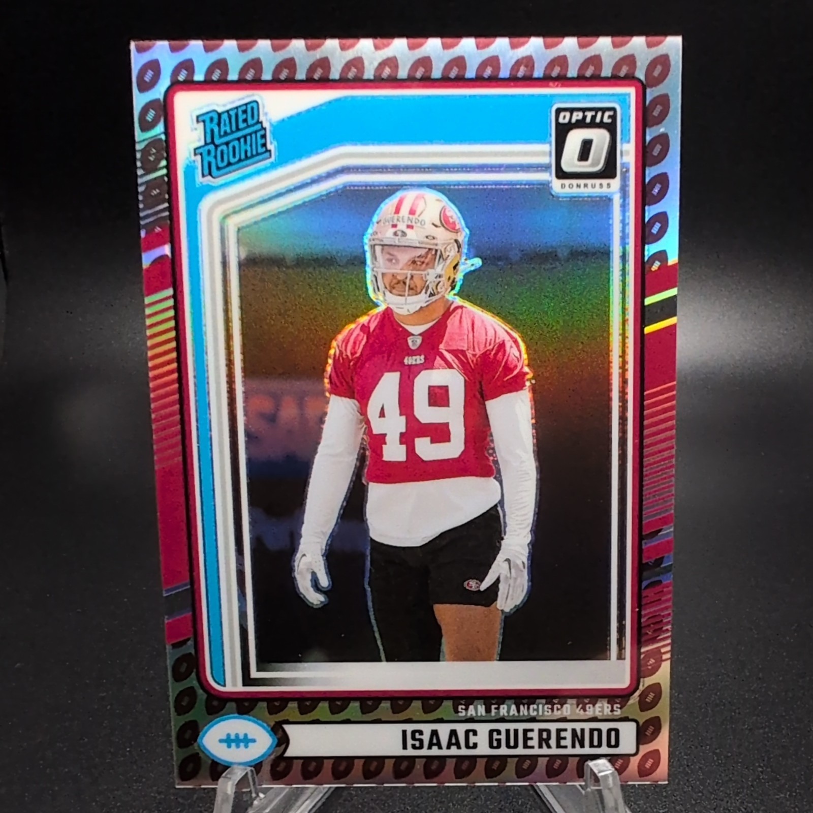 2024 Donruss Rated Optic Preview Football Emoji Prizm Isaac Guerendo Rookie RC