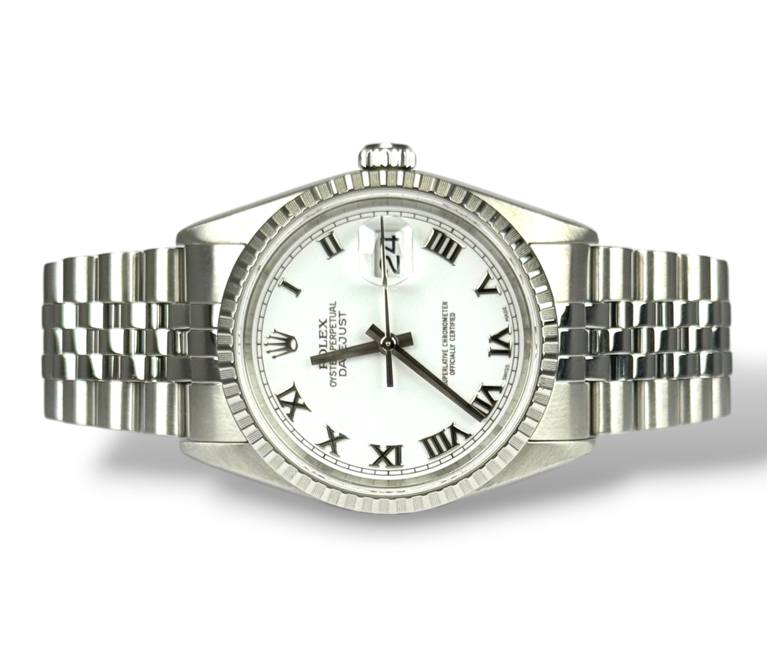 ROLEX Datejust 36 - 16220 - White Roman Dial - Box and Papers - Jubilee - 2006