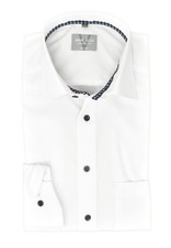 Marvelis men's business shirt comfort fit Kent collar long sleeve solid white
