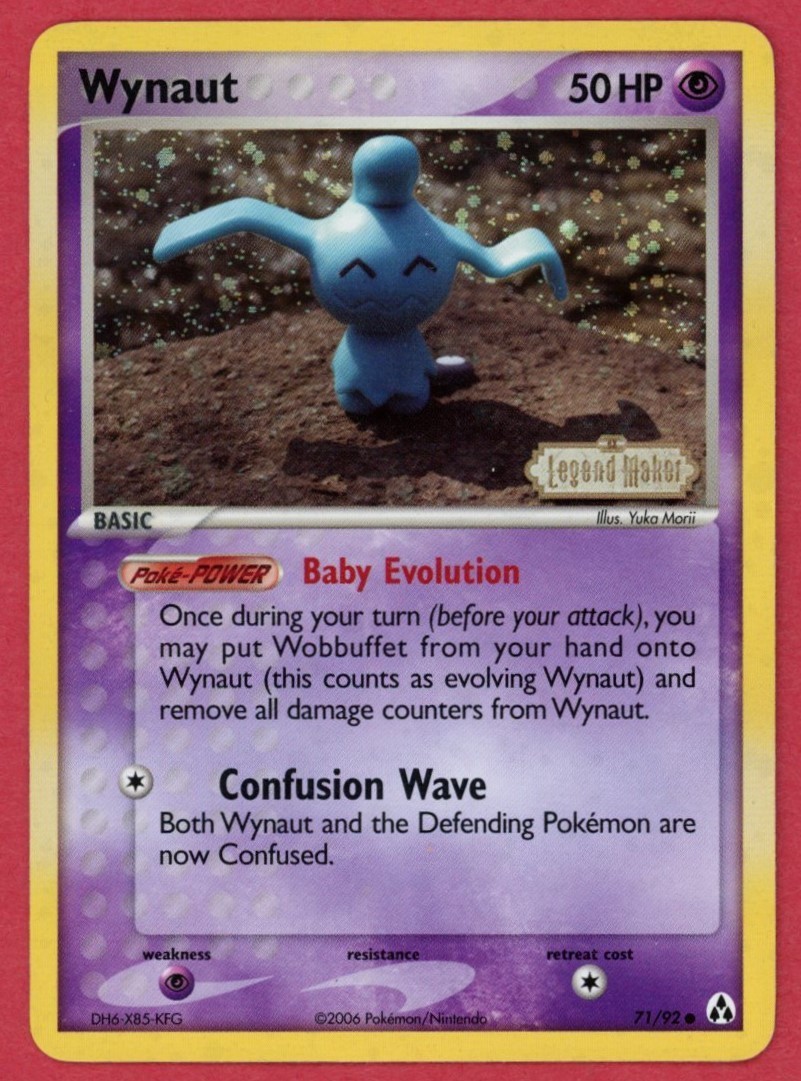 Wynaut 71/92 Common Legend Maker Reverse Holo Stamped Pokémon Card - LP-