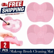 2 Pack Silicone Makeup Brush Cleaner Pad Mat, Cosmetic Cleaning Tool for Brushes