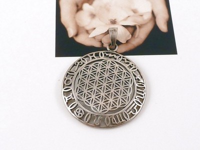Anhänger 925 Sterling Silber Blume des Lebens Astrologie Sternzeichen Amulett