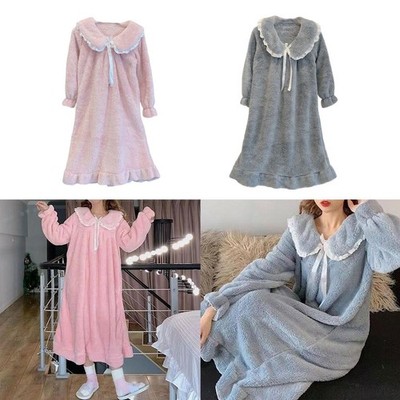 Damen Nachthemd Winterkleidung Bequem Hauskleider Loungewear Dessous