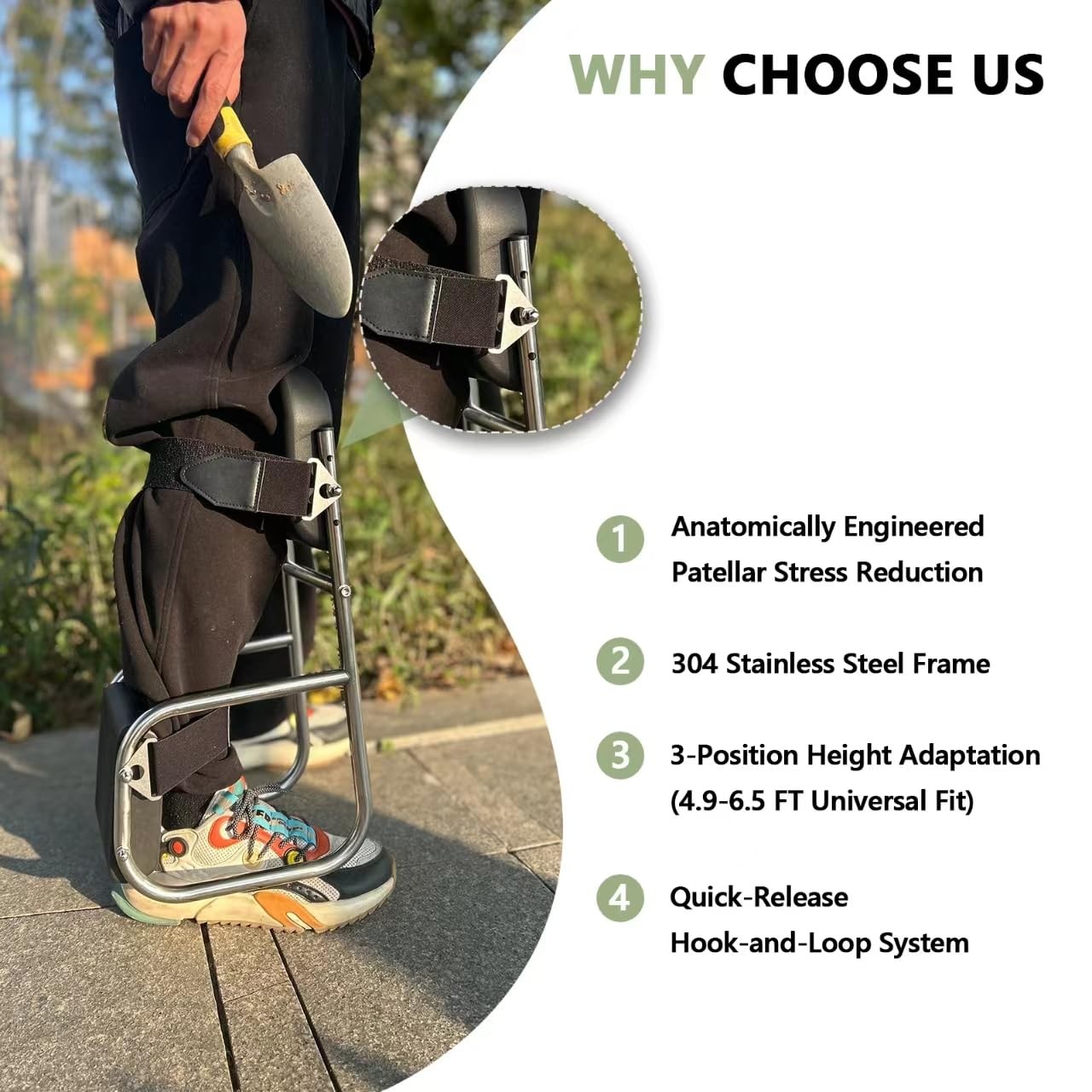 Knee Seat for Gardening, 304 Stainless Steel Garden Kneeler and Seat, Quick R...