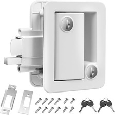 White RV Door Lock Replacement, RV Door Lock Latch Handle with Paddle Deadbolt 4