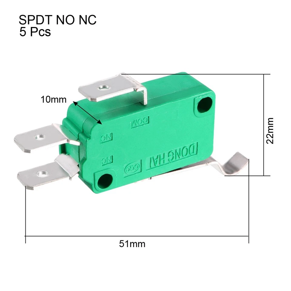 5PCS KW3-OZ-4 16A 125/250VAC Simulated R Lever SPDT NO NC Micro Limit Switches - Imagen 2 de 4