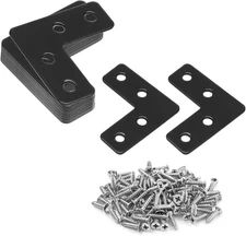 Uenhoy 20 Pcs L Shape Flat Mending Plates 40mm x 40x40mm/1.57x1.57, Black 