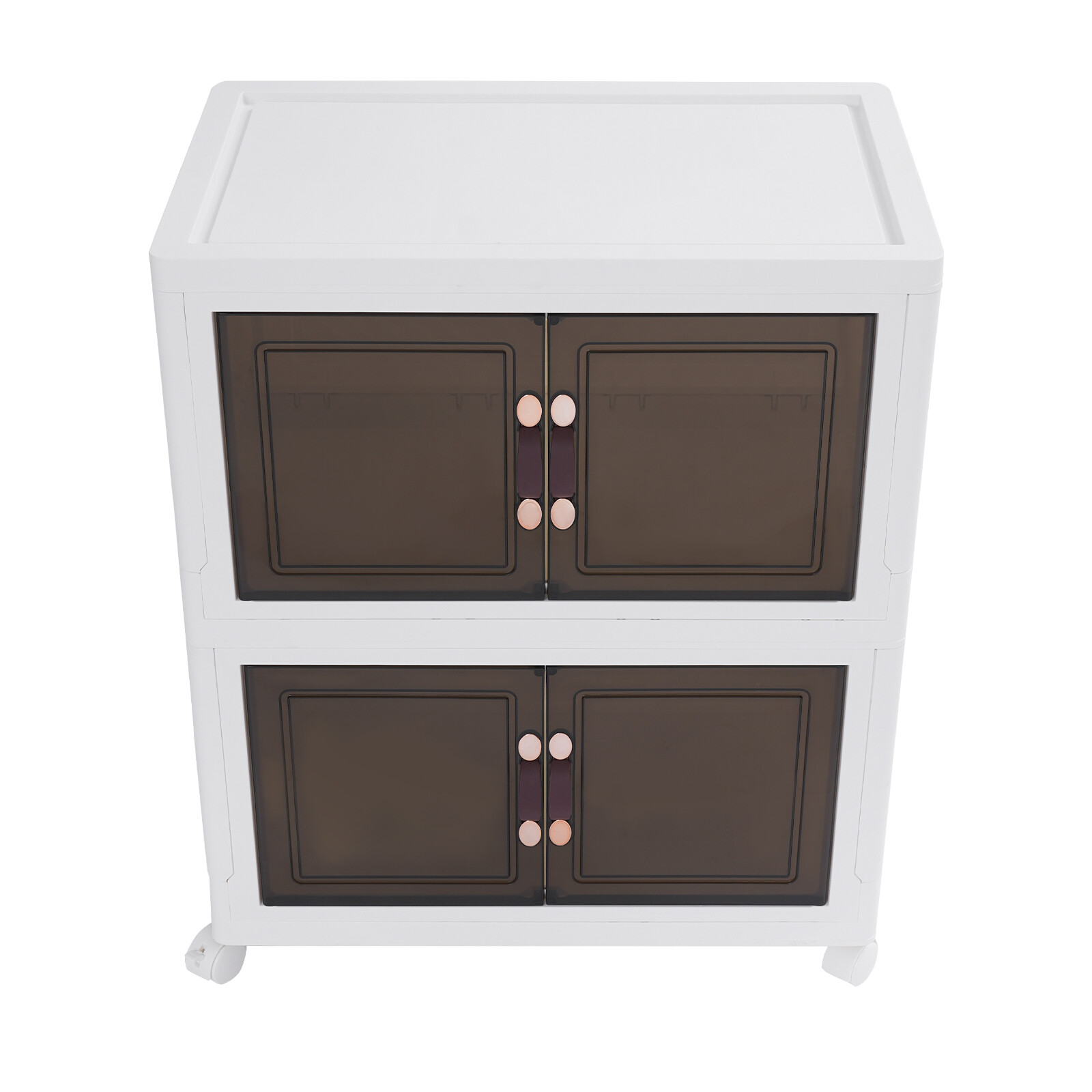 2-Layer Large Capacity Miscellaneous Storage Containers Box Cabinet w/ 4 Wheels
