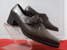 VTG 90s Capezio Monk Strap Buckle Chunky Block Heel Loafer Square Toe Bootie 10