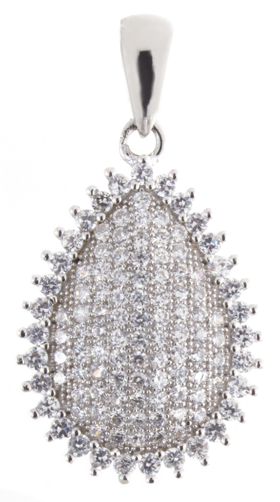 Женская подвеска из серебра 925 пробы с фианитами 31 мм x 16 мм в форме капли 6990₽