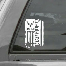 DISTRESSED USAF UNITED STATES AIR FORCE FLAG VETERAN DECAL STICKER 
