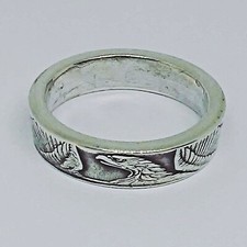 COIN RING HANDMADE FROM MORGAN SILVER DOLLAR CENTER sizes 4-8 THIN BAND 4-5 MM