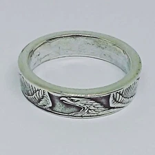 COIN RING HANDMADE FROM MORGAN  SILVER DOLLAR CENTER  sizes 4-8 THIN BAND 4-5 MM