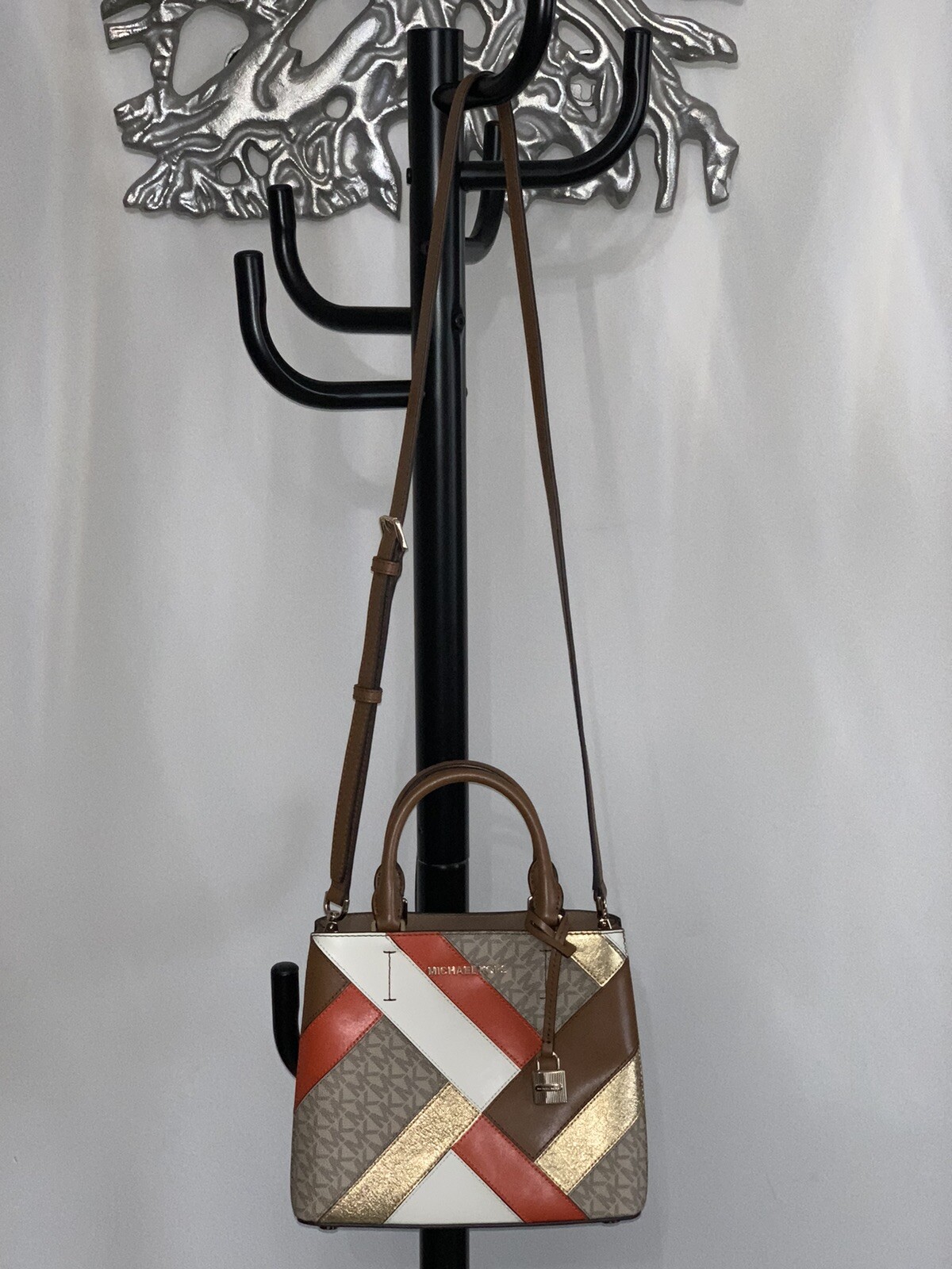 MICHAEL KORS Adele Messenger Bag purse handbag leathe… Gem