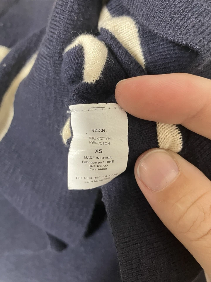 Cárdigan VINCE XS Algodón a Rayas Ligero Gran Tamaño Preppy Oficina Foto 3 de 4