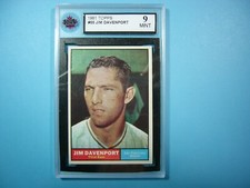 1961 TOPPS MLB BASEBALL CARD #55 JIM DAVENPORT KSA 9 MINT SHARP+ '61 TOPPS GL