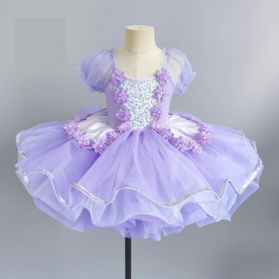 Kids Ballroom Clothing Sequined Dance Tutu Dress Girls Dance Dress Ballet Dress