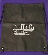 TwitchCon 2019 San Diego Black Drawstring Cinch Swag Bag Backpack NEW - Bag Only