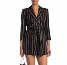 NEW Rachel Roy Metallic Pinstripe Romper Suit Black Liberty Blazer $149 sz 12 — photo 1