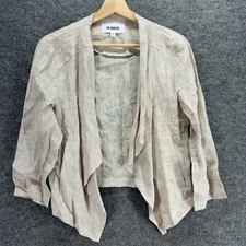 BB Dakota Top Women S Small Gray Open Front Long Sleeve Linen Casual Solid