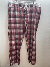 Men's Hanes Stretch Woven Red Plaid Sleep Pants Size 2XL NEW