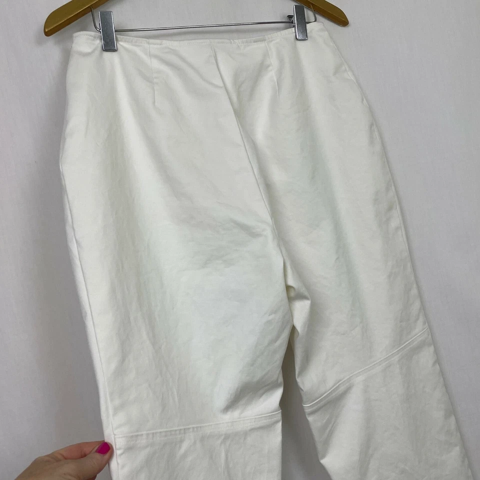 Pantalones Worth 16 30x27,5 blancos elásticos hasta el tobillo cremallera lateral frente plano para mujer Foto 4 de 4