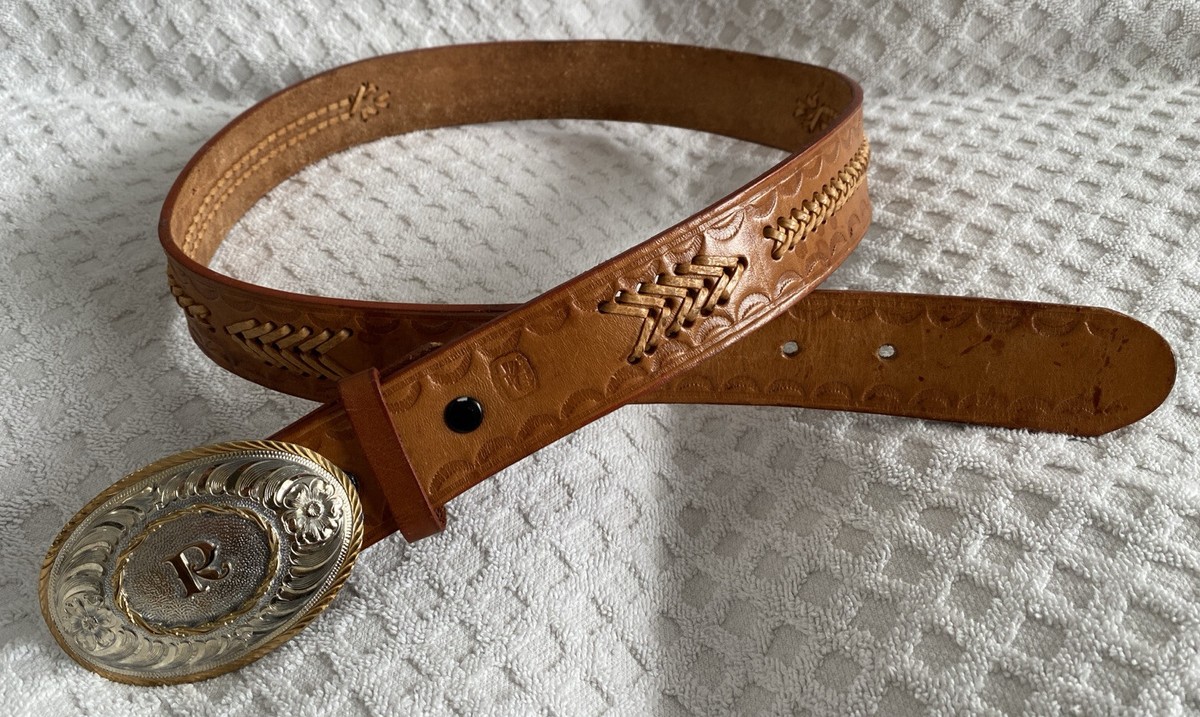 Vtg Western Hand Engraved Belt Buckle Gold N Initial Silversmith Award Des Rodeo Lompoc FFA Boosters rodeo queen belt buckle from 1981 main image 2