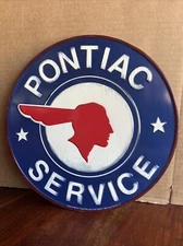 Open Road Pontiac Service Metal Sign 12” Round General Motors Advertising Sign