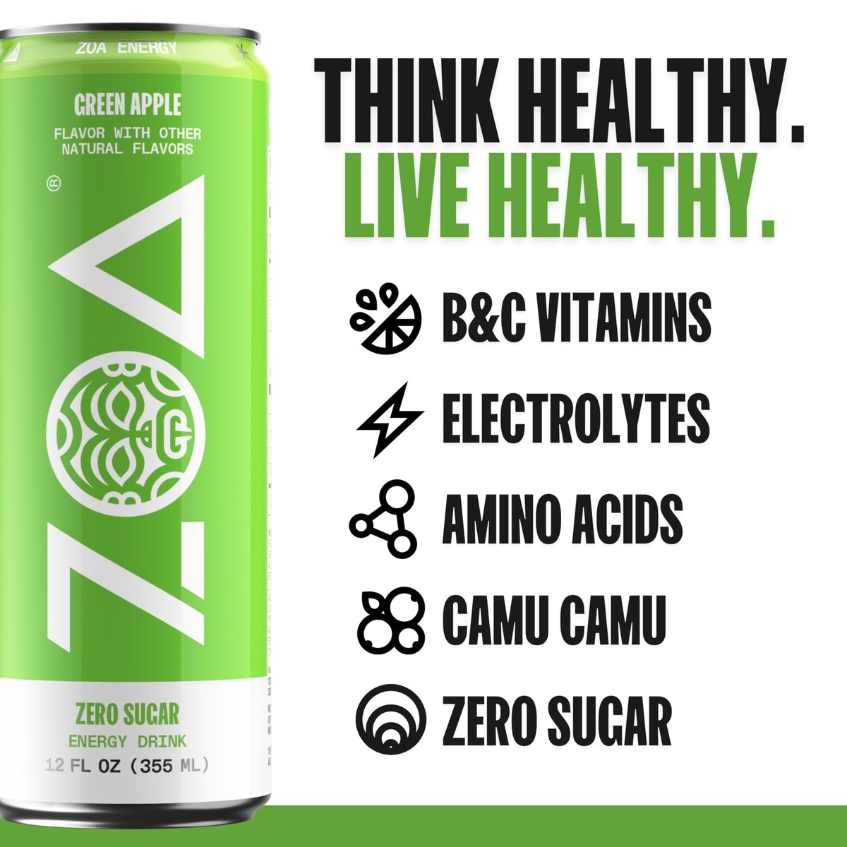 ZOA 　　　　　　　　　　　　　　　　　Z.O.A ZOA Sugar Free Energy Drink 12oz 60-Pack Bundle