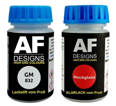 Lackstift für GeneralMotors 832 Quicksilver Metallic + Klarlack je 50ml Autolack