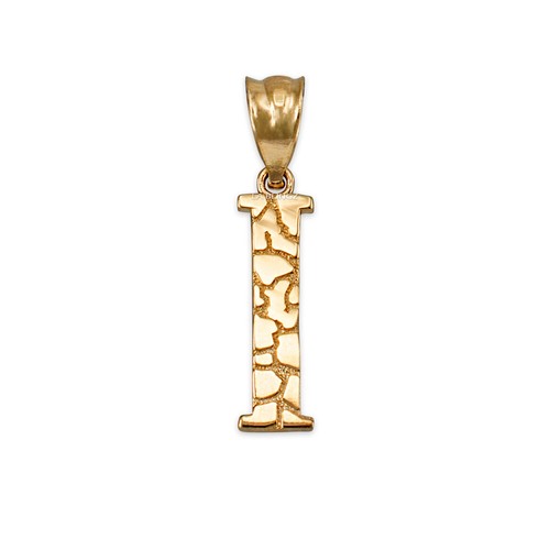 Yellow Gold Nugget Letter Initial Pendant Necklace - Picture 38 of 75