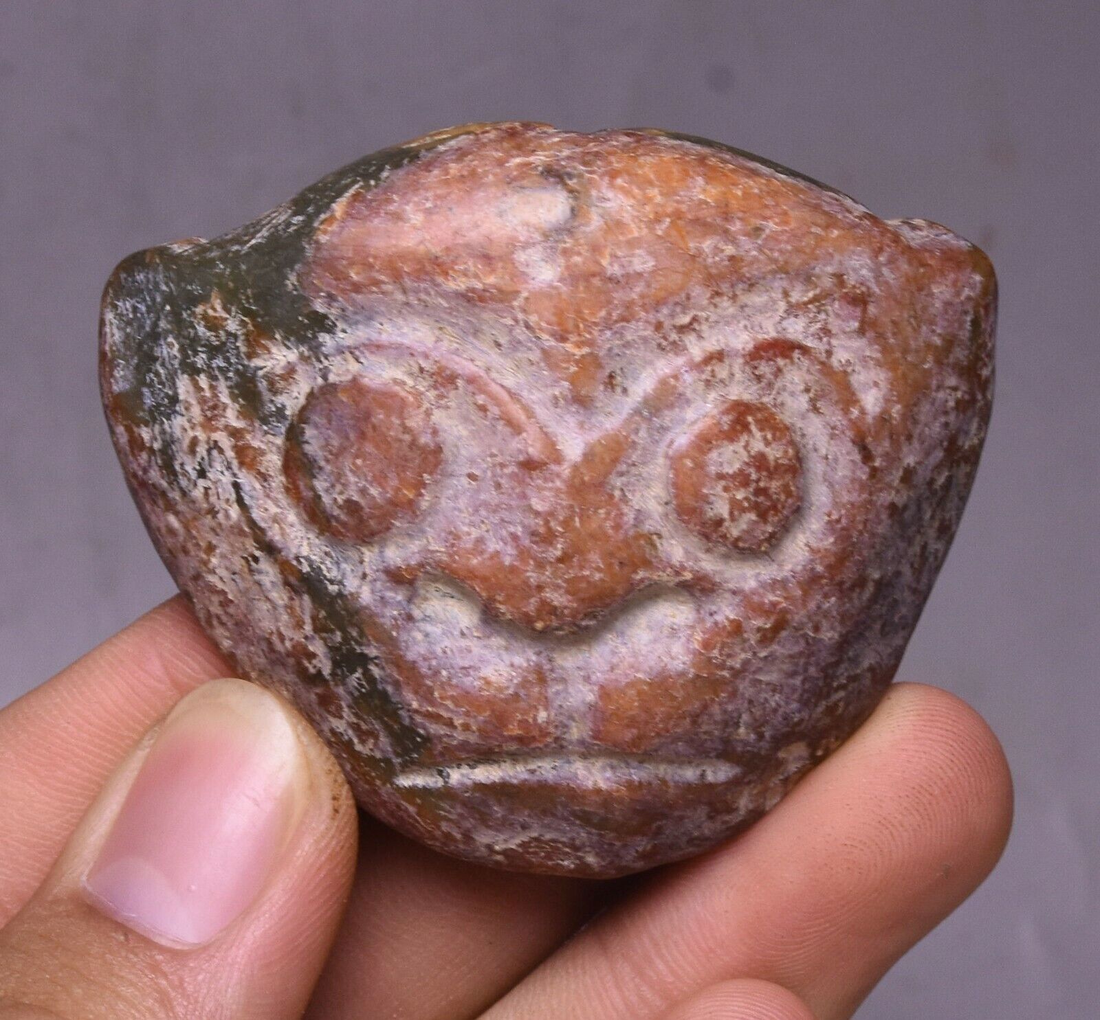 6CM Hongshan Culture Ancient Jade Carved Face Pendant Amulet