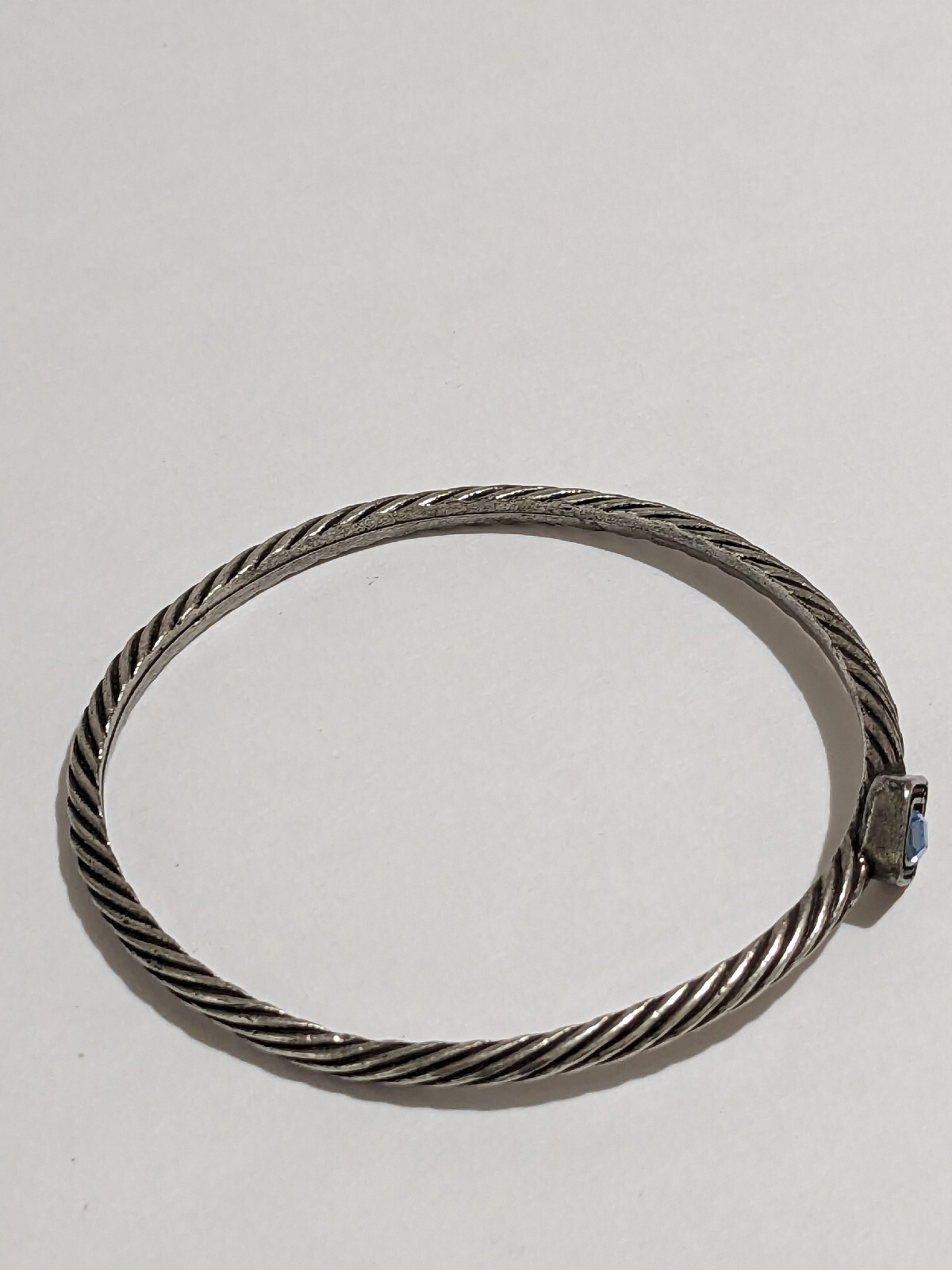 Silver 925 Solid Cable Style Bangle Bracelet With… - image 9