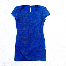 Jump Apparel Womens Glitter A-line Bodycon Dress Blue Sz M Short Sleeve NWOT