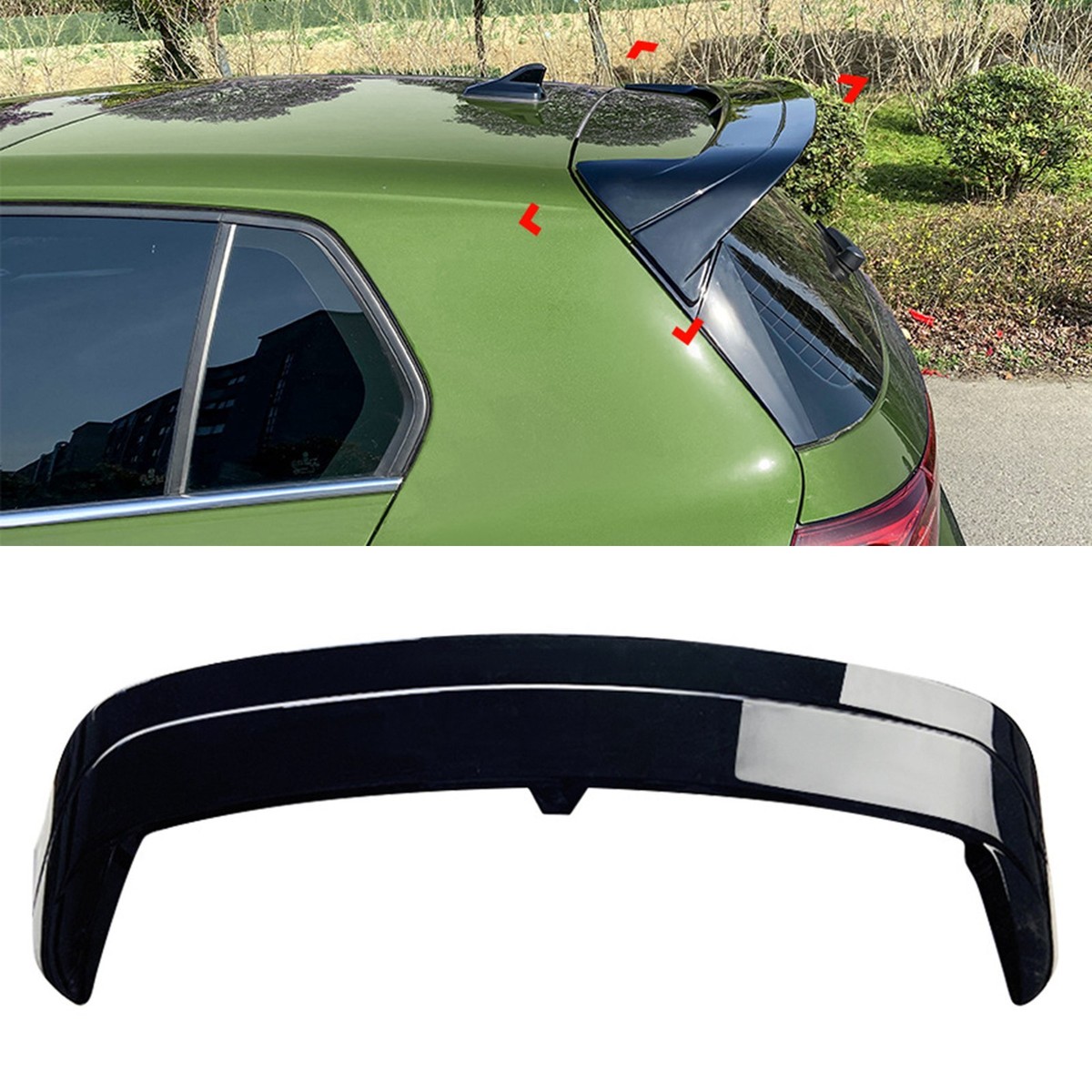Spoiler Posteriore BASNI Per VW Golf 8 Mk8 2021-2023 - Nero Lucido, ABS - Foto 6