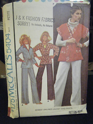 Vintage McCall's 5404 Misses Unlined Jacket & Pants Pattern - Size ...