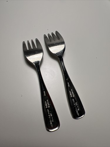 Vintage Child Baby Fork Lot of 2 4" Deluxe Stainless 1980 Avon MA Taiwan Small - Picture 4 of 5