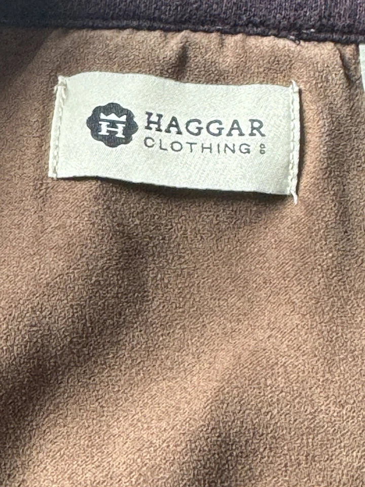 Haggar 男式 L 码套衫 1/4 拉链勃艮第黑色毛衣自然弹力 — 第 4/4 张图片