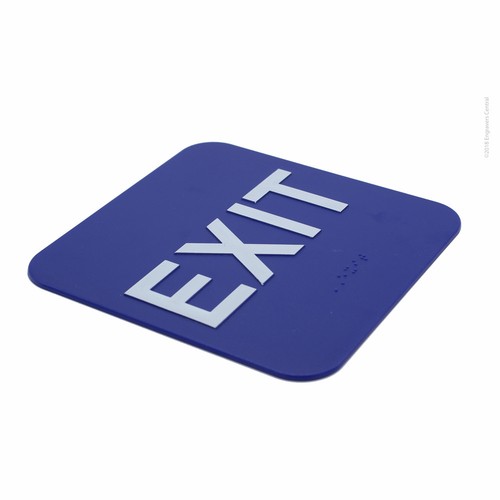 Braille EXIT Sign - ADA - 6x6 - With Double Sided Adhesive Tape - (Blue) - Picture 3 of 3