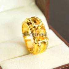 Citrine Oval Cut With 925 Sterling Silver Gold Plated Ring For Men's #A940