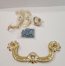 Furniture Cabinet Drawer Gold White Pulls 5" New 3 Piece