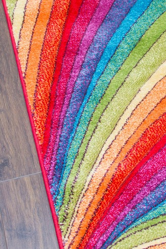 Rainbow Rug Runner Multi Colour Bright Vibrant Hand Carved 3D Effect Any Room - Picture 74 of 80
