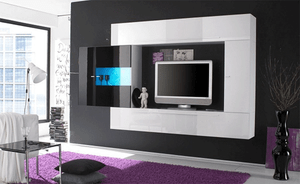 Parete soggiorno sospesa porta tv bianco e nero Mod.Bali CO11 cm ... Parete soggiorno sospesa porta tv bianco e nero Mod.Bali CO11 cm ...