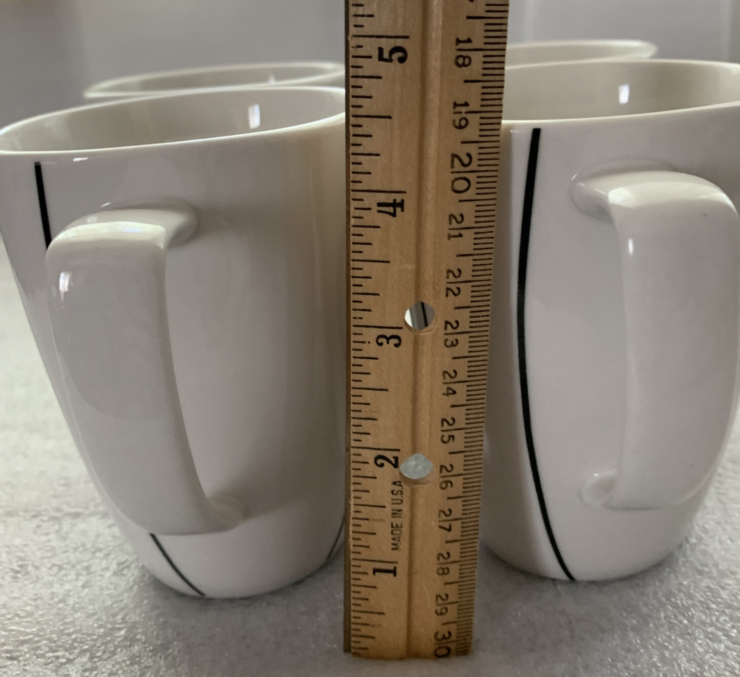 Corelle Coordinates Squared SIMPLE LINES Porcelain Cups/Mugs Set Of 4