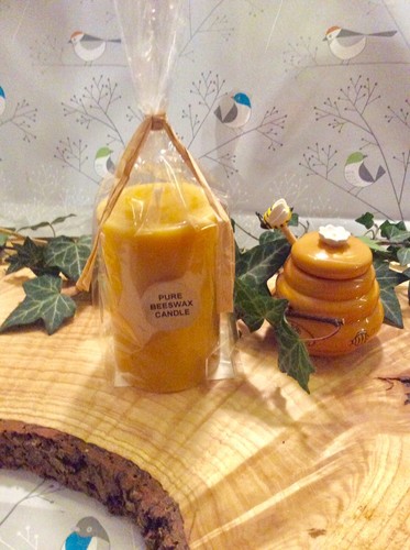 Yellow Chunky Beeswax Pillar Candle - Handmade In Devon 100% Beeswax Natural - Picture 2 of 2
