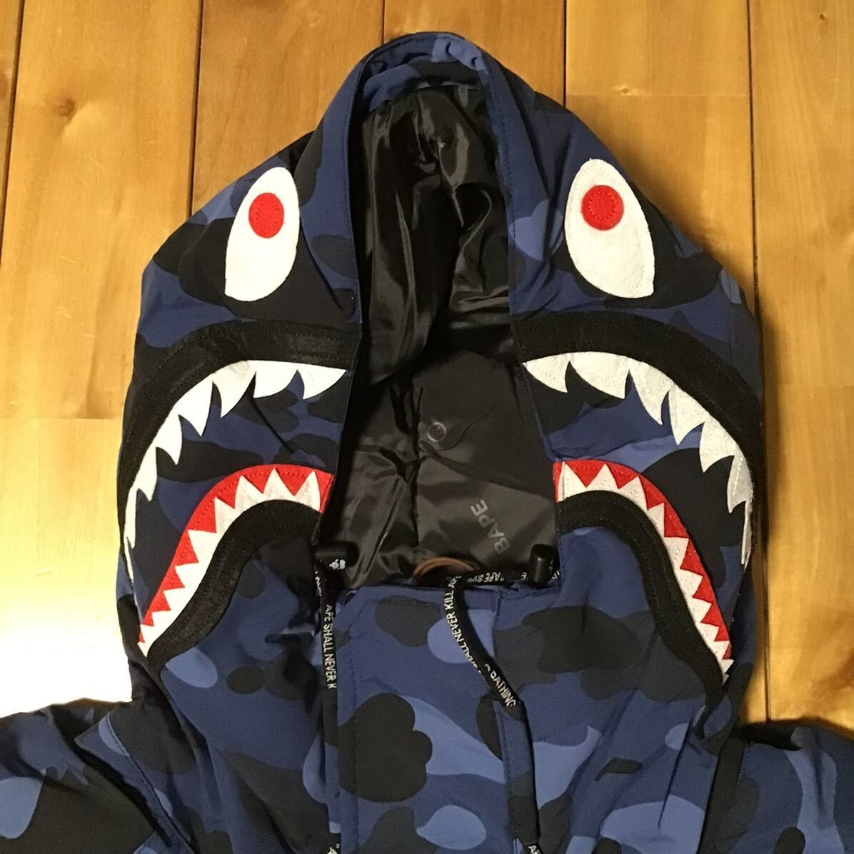 BAPE Shark hoodie snowboard down jacket Blue camo A Bathing Ape