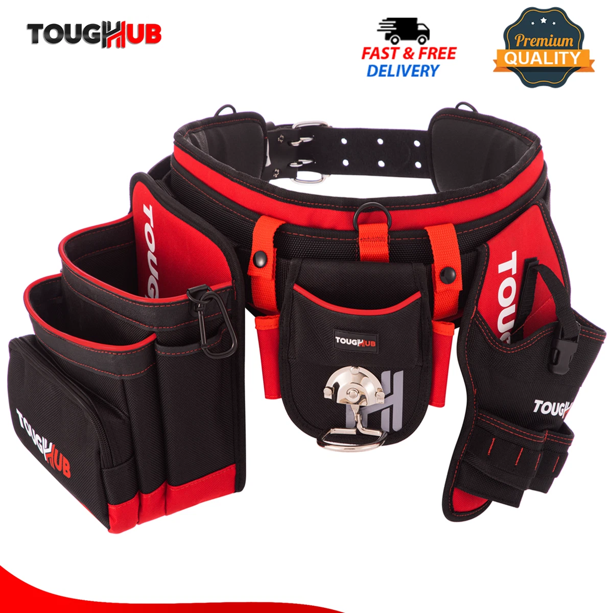 Work Tool Belt Apron With Multi Pockets Pouch Hammer & Drill Holster -  ToughHub